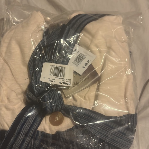 NWT Juniors' Lily Rose Button Front Paper Bag Jumpsuit
, Navy Stripe - Picture 13 of 16